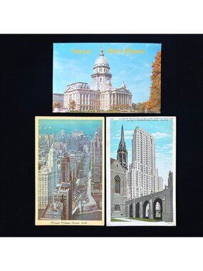 Vintage Postcard Lot Illinois Architecture State Capitol Chicago World Fair 1933
